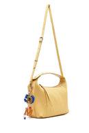 Kadın Sarı Uzun Askılı Aksesuar Detaylı Baskılı Kol Çantası | Derimod