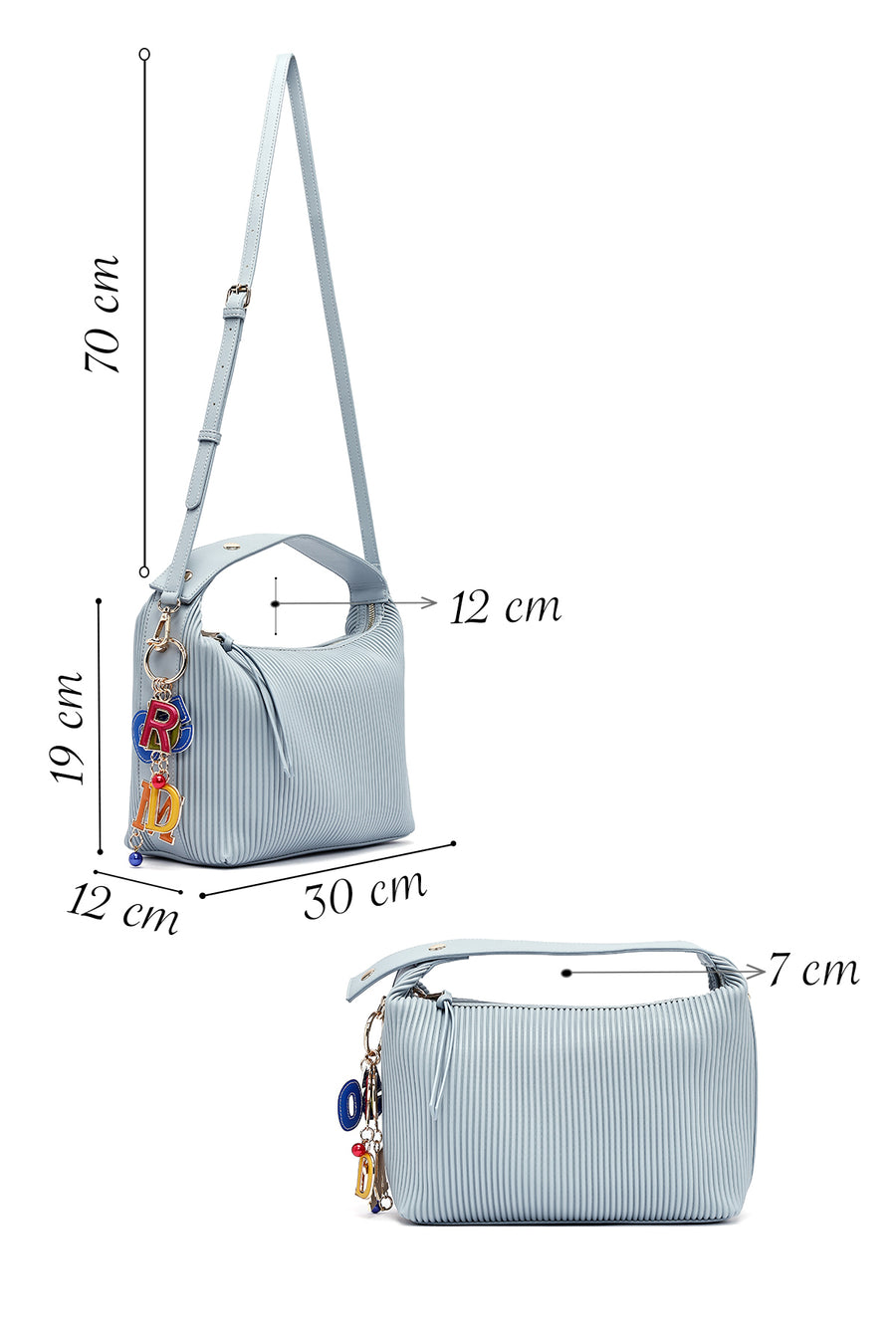 Women's Blue Long Strap Accessory Detailed Printed Handbag