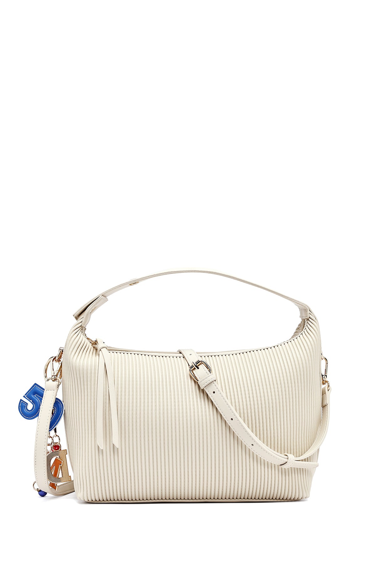 Women's Cream Long Strap Accessory Detailed Printed Handbag 25SBD285126 | Derimod