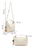 Women's Cream Long Strap Accessory Detailed Printed Handbag | Derimod