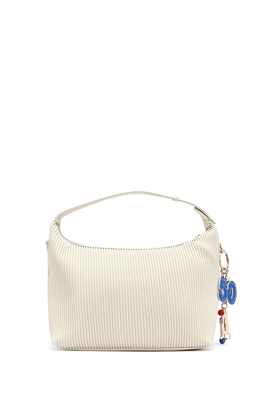 Women's Cream Long Strap Accessory Detailed Printed Handbag