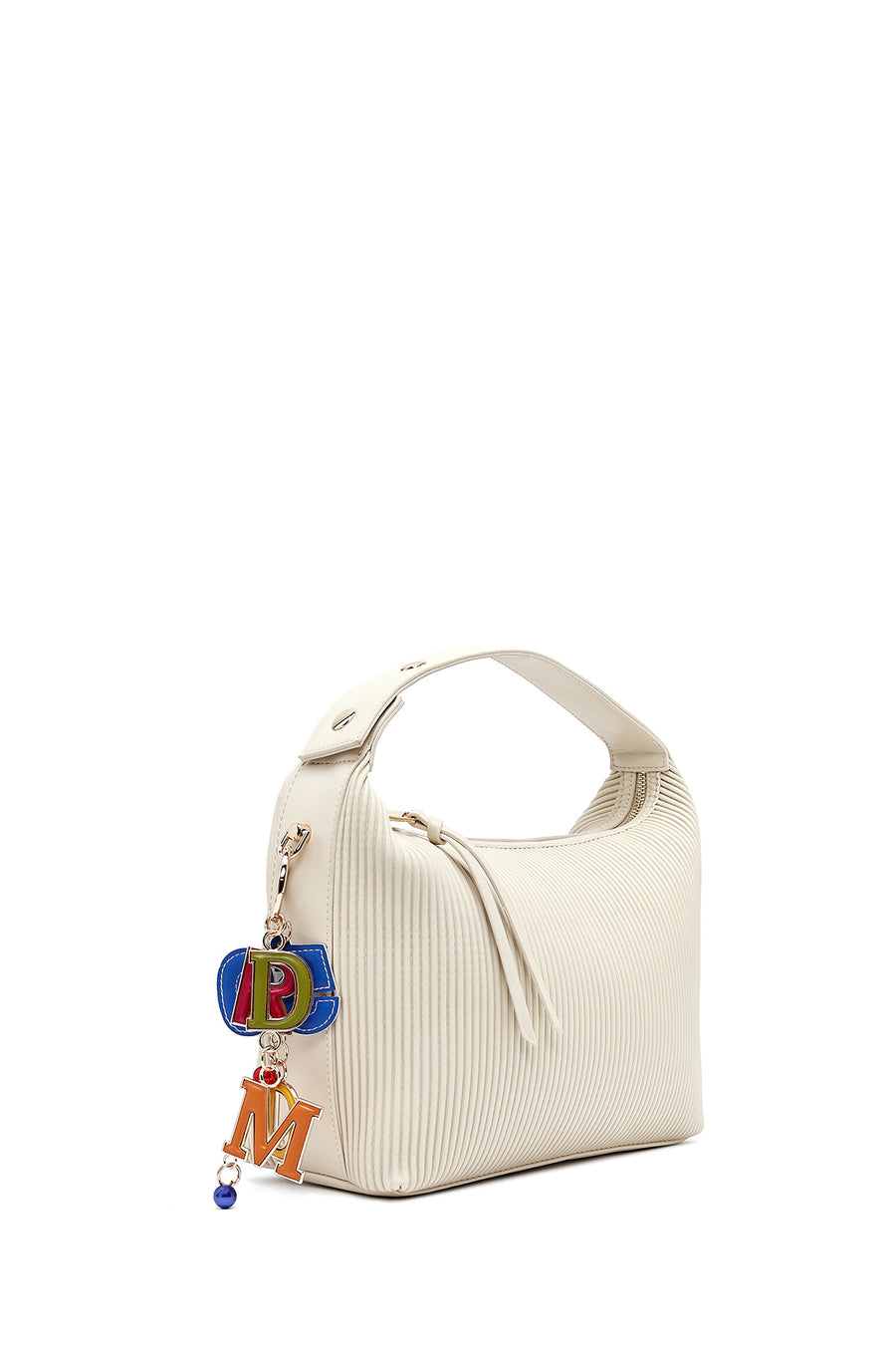 Women's Cream Long Strap Accessory Detailed Printed Handbag