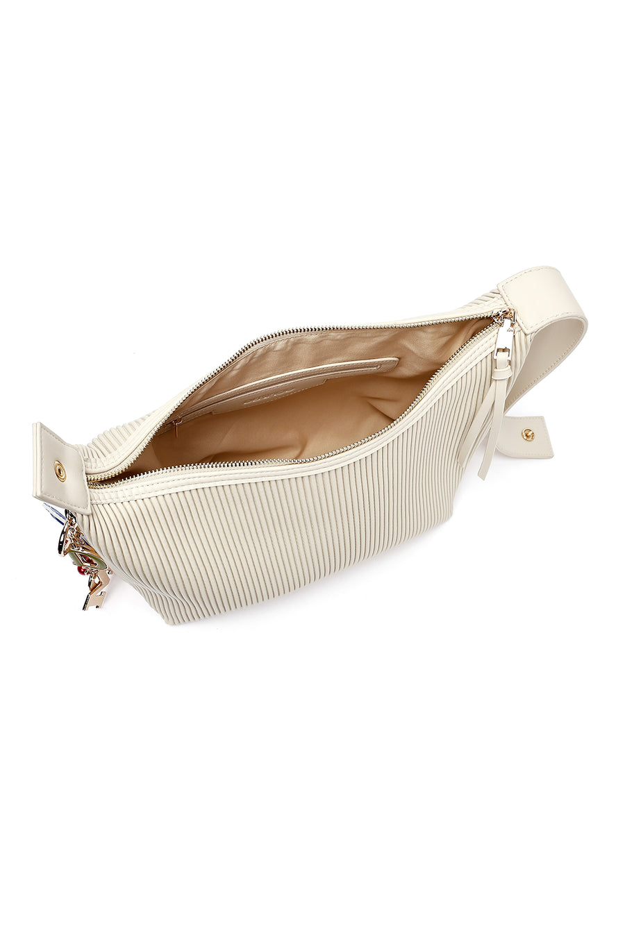 Women's Cream Long Strap Accessory Detailed Printed Handbag