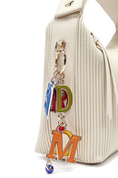 Women's Cream Long Strap Accessory Detailed Printed Handbag | Derimod