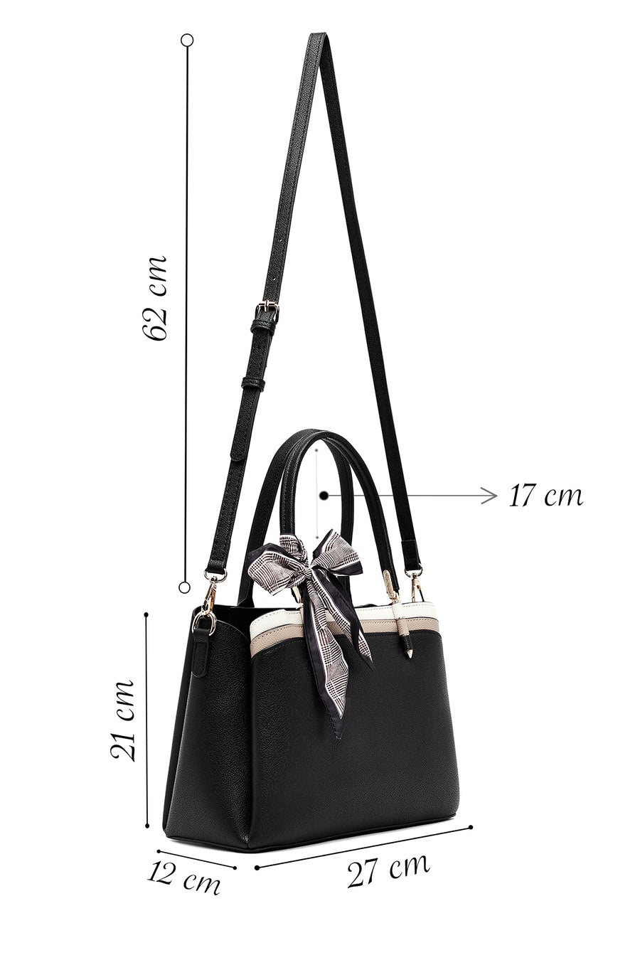 Women's Black Long Strap Accessory Handbag