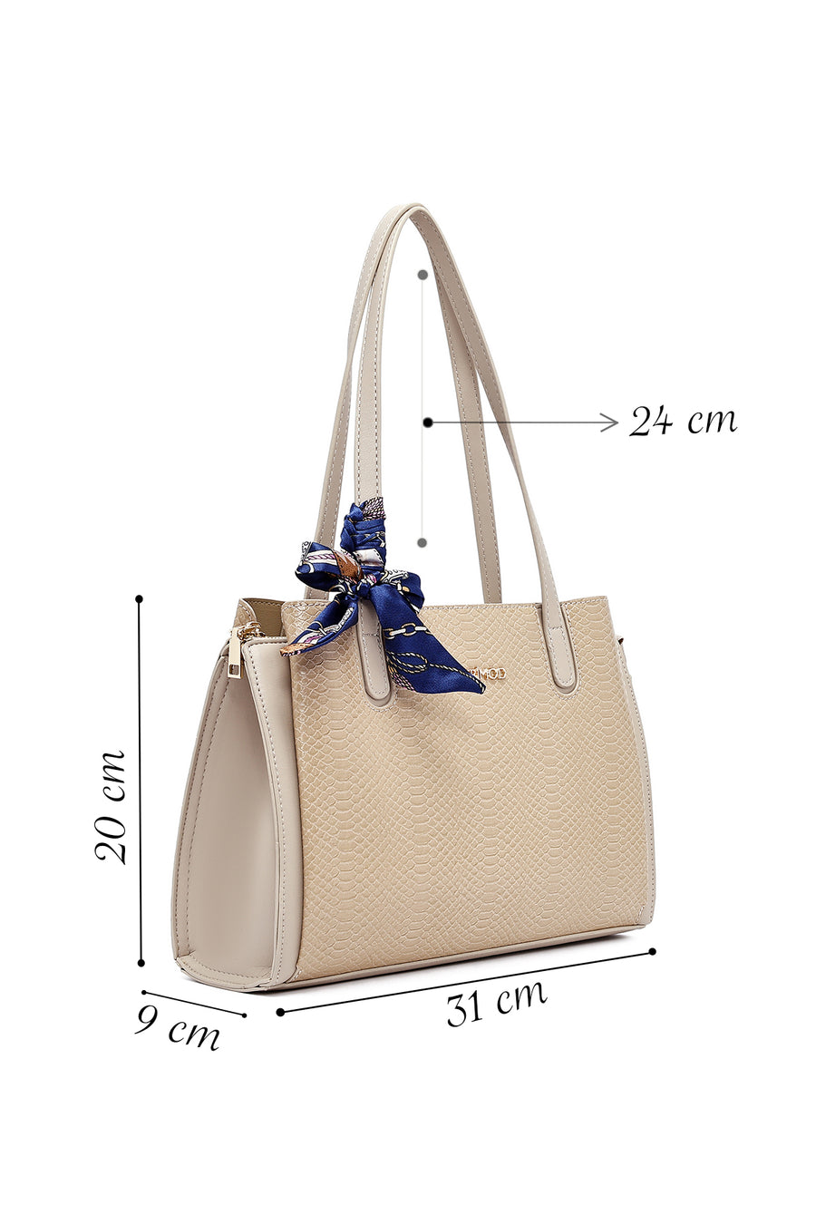 Women's Beige Patterned Classic Handbag