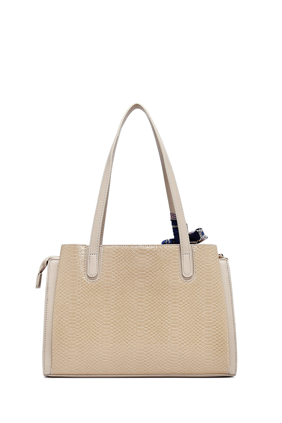 Women's Beige Patterned Classic Handbag