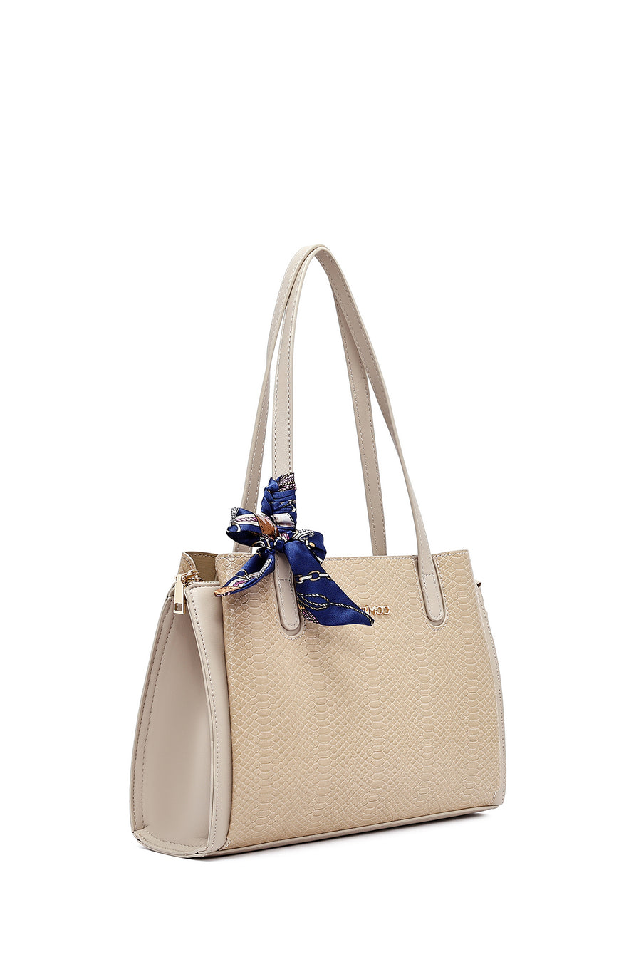 Women's Beige Patterned Classic Handbag