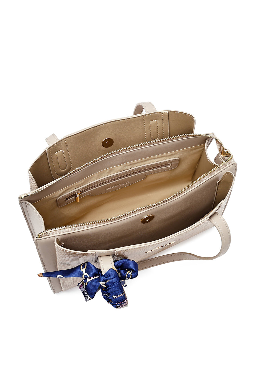 Women's Beige Patterned Classic Handbag