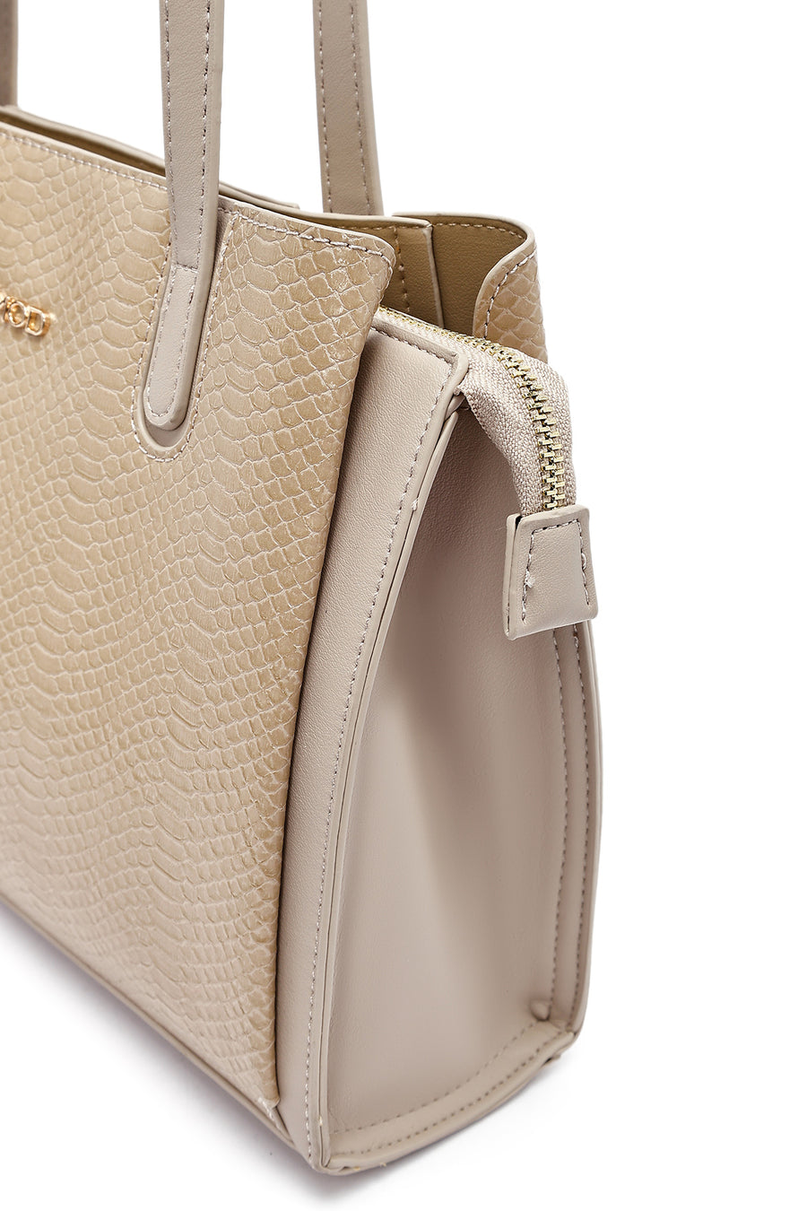Women's Beige Patterned Classic Handbag