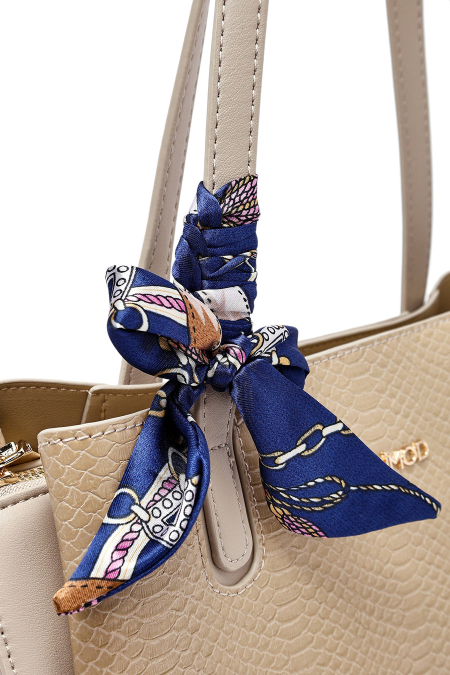 Women's Beige Patterned Classic Handbag