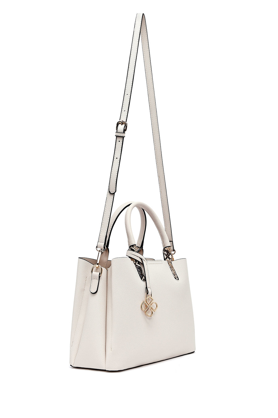 Women's White Long Strap Classic Handbag