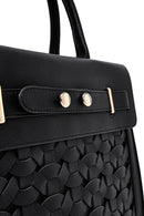 Kadın Siyah Uzun Askılı Örgü Klasik Kol Çantası | Derimod