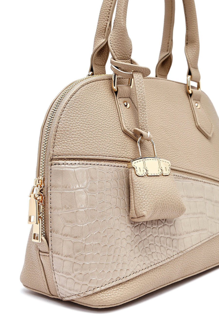 Women's Beige Long Strap Classic Handbag
