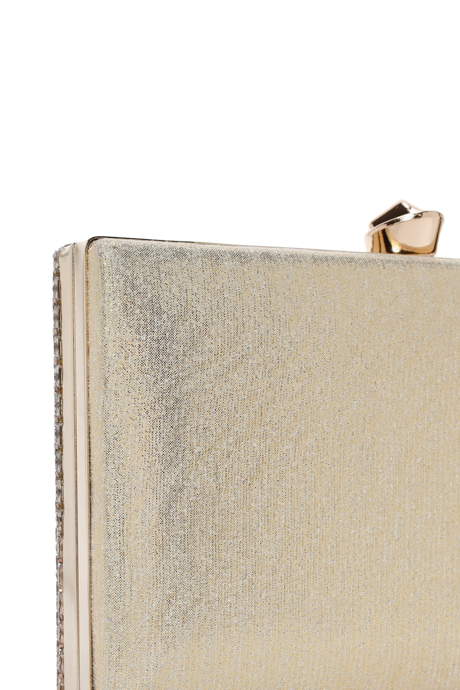 Women's Gold Long Chain Strap Stone Evening Dress Box Clutch Bag