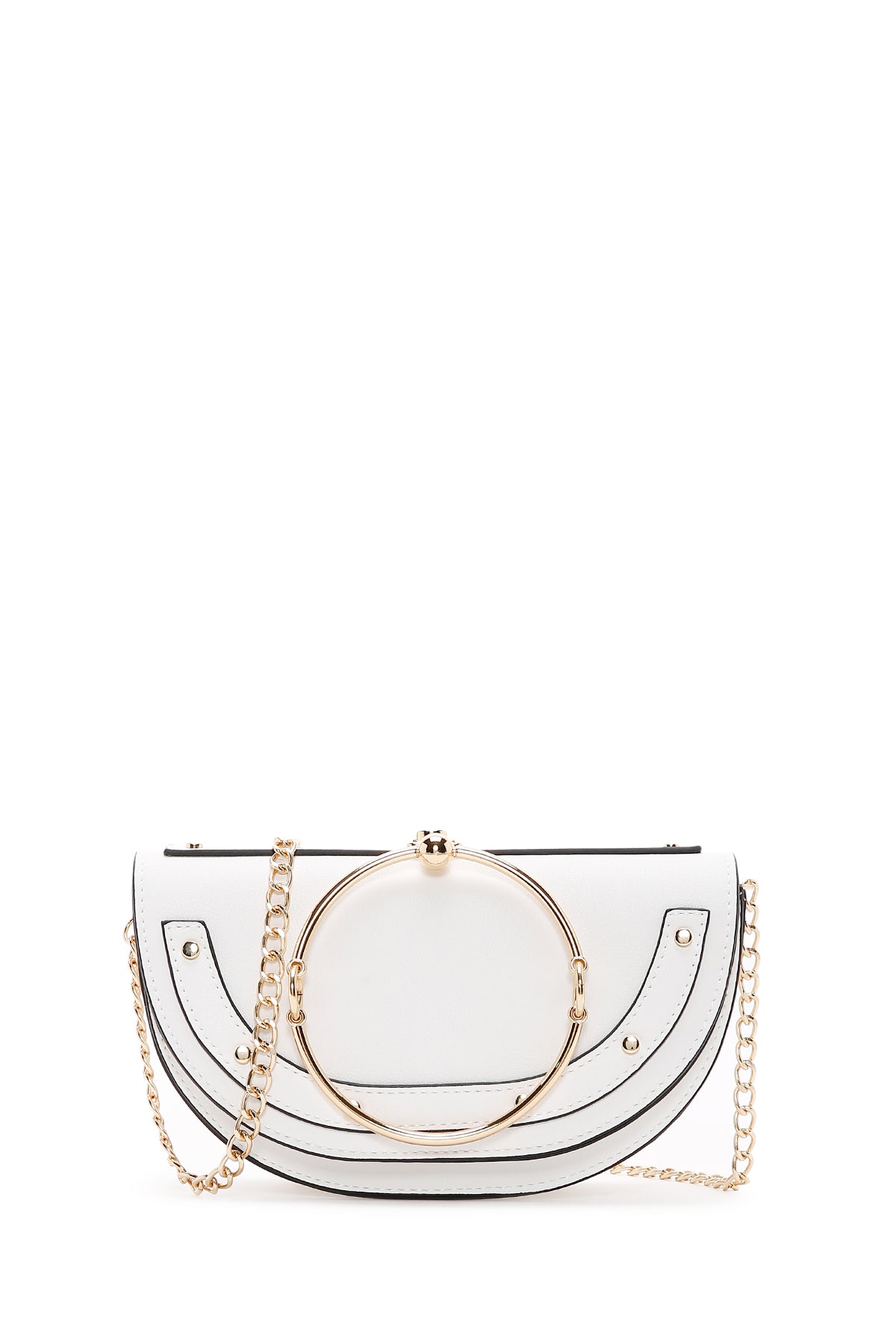 Women's White Long Chain Strap Mini Evening Clutch Bag 25SBD290518 | Derimod