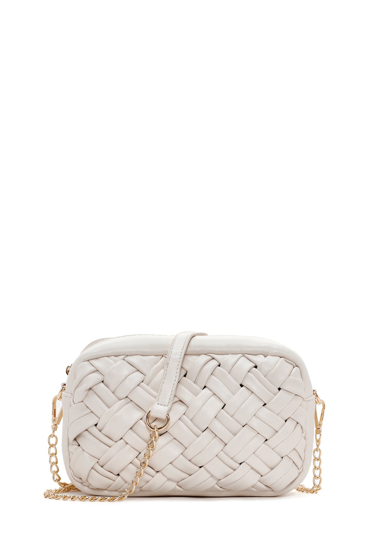 Women's Cream Long Strap Braided Mini Crossbody Bag 25SBD290829 | Derimod