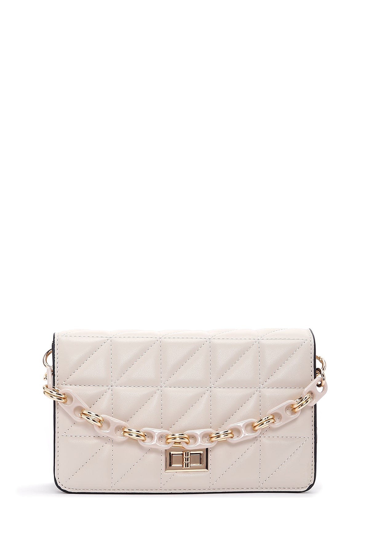 Kadın Krem Uzun Askılı Kapitone Çapraz Çanta 25SBD2910KP | Derimod