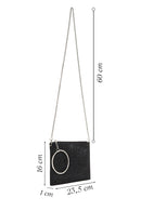 Women's Black Stone Long Chain Strap Evening Clutch Bag | Derimod