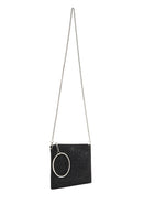 Women's Black Stone Long Chain Strap Evening Clutch Bag | Derimod