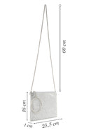 Women's Silver Stone Long Chain Strap Evening Clutch Bag | Derimod
