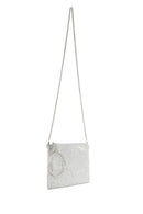 Women's Silver Stone Long Chain Strap Evening Clutch Bag | Derimod