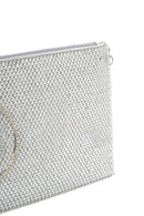 Women's Silver Stone Long Chain Strap Evening Clutch Bag | Derimod