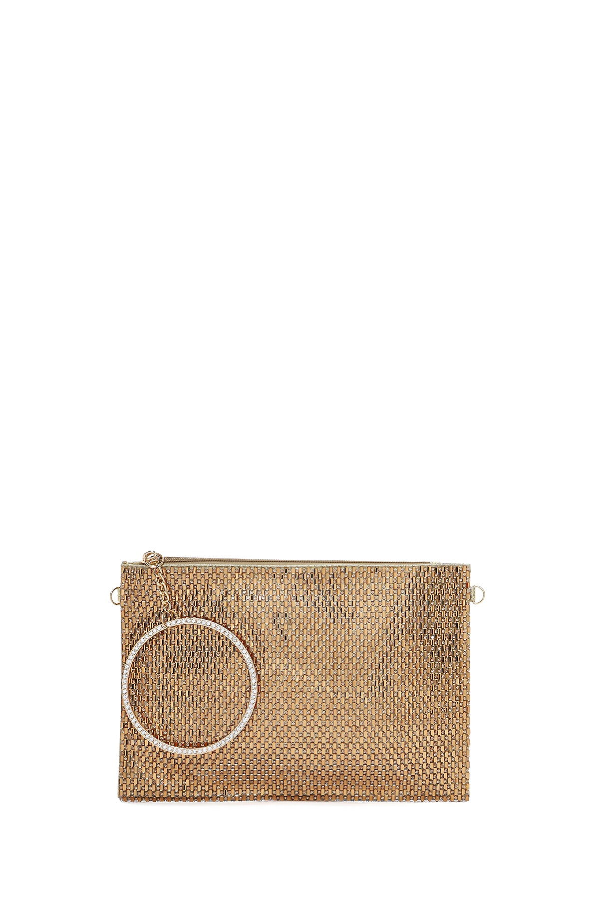 Women's Gold Stone Long Chain Strap Evening Clutch Bag 25SBD2922TS | Derimod