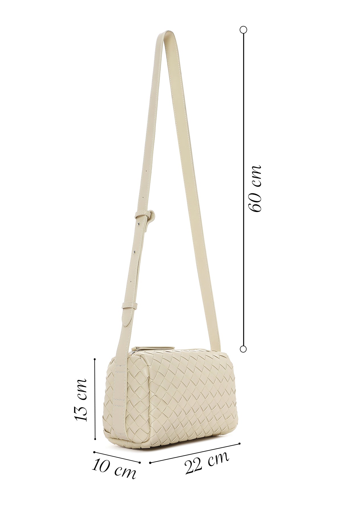 Kadın Krem Örgülü Çapraz Çanta