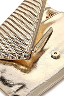 Women's Gold Long Chain Strap Braided Clutch Bag | Derimod