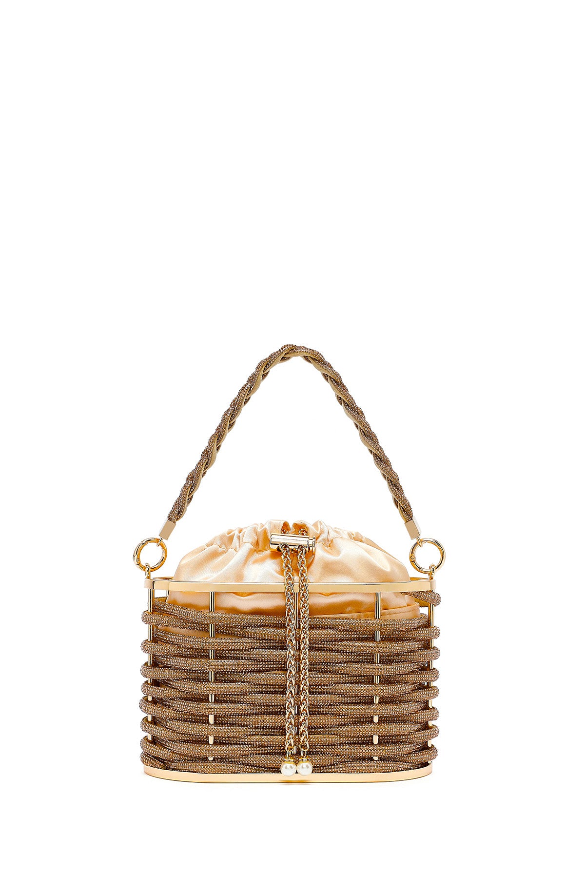 Kadın Altın Taşlı Kutu Abiye Çantası