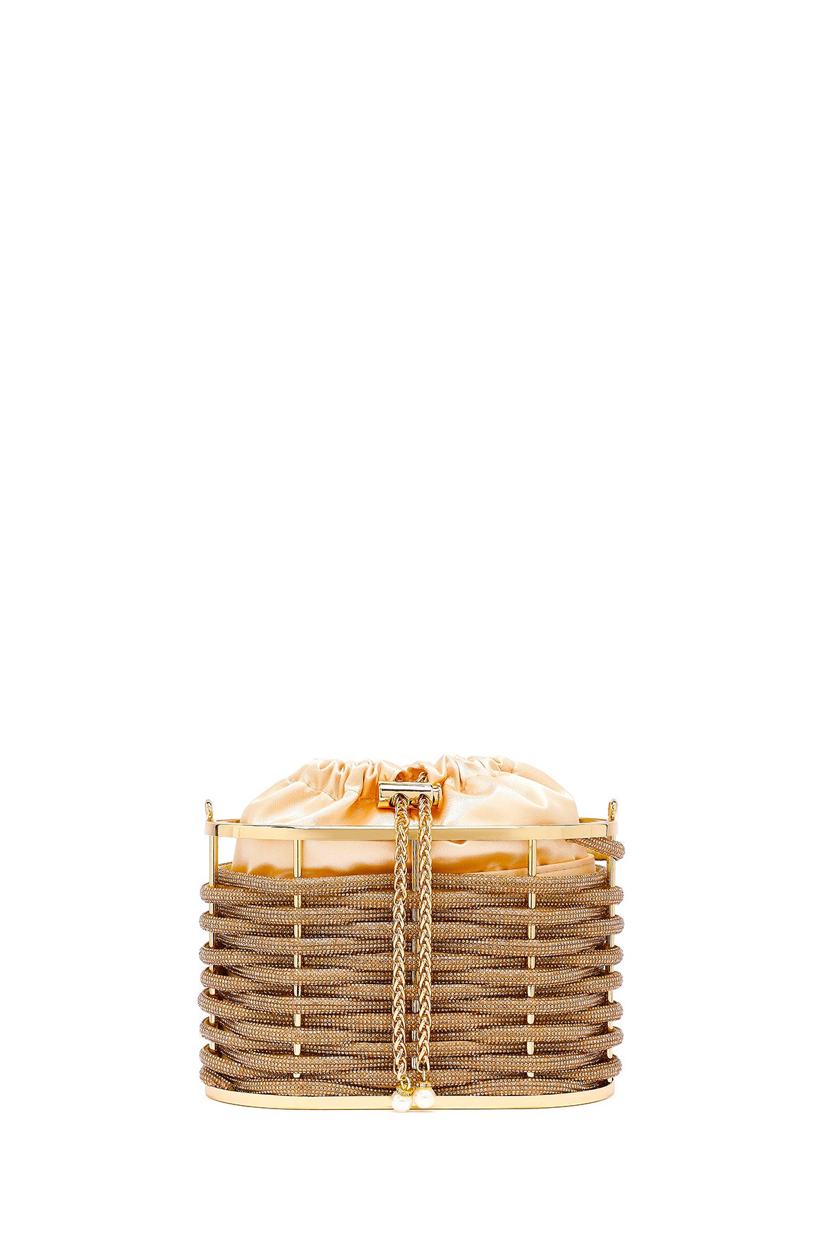 Kadın Altın Taşlı Kutu Abiye Çantası