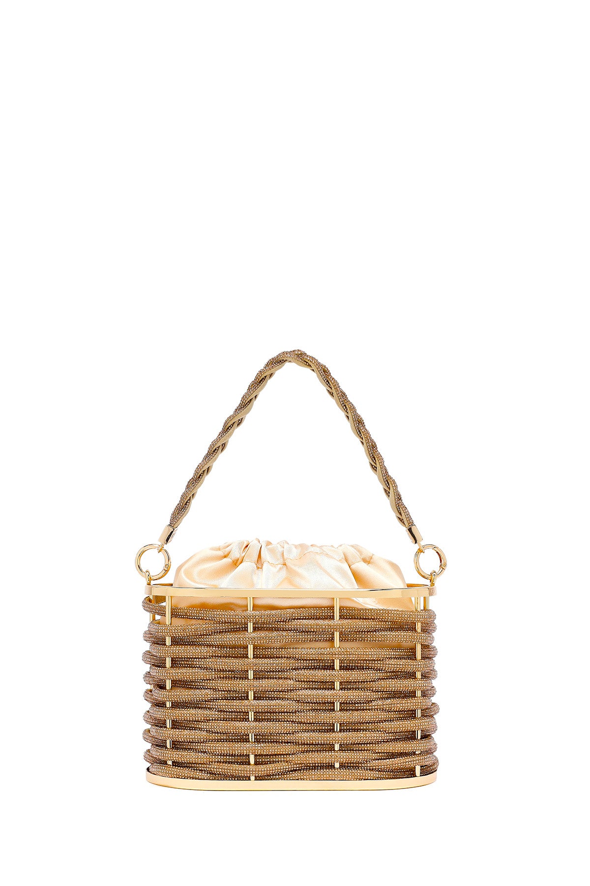 Kadın Altın Taşlı Kutu Abiye Çantası