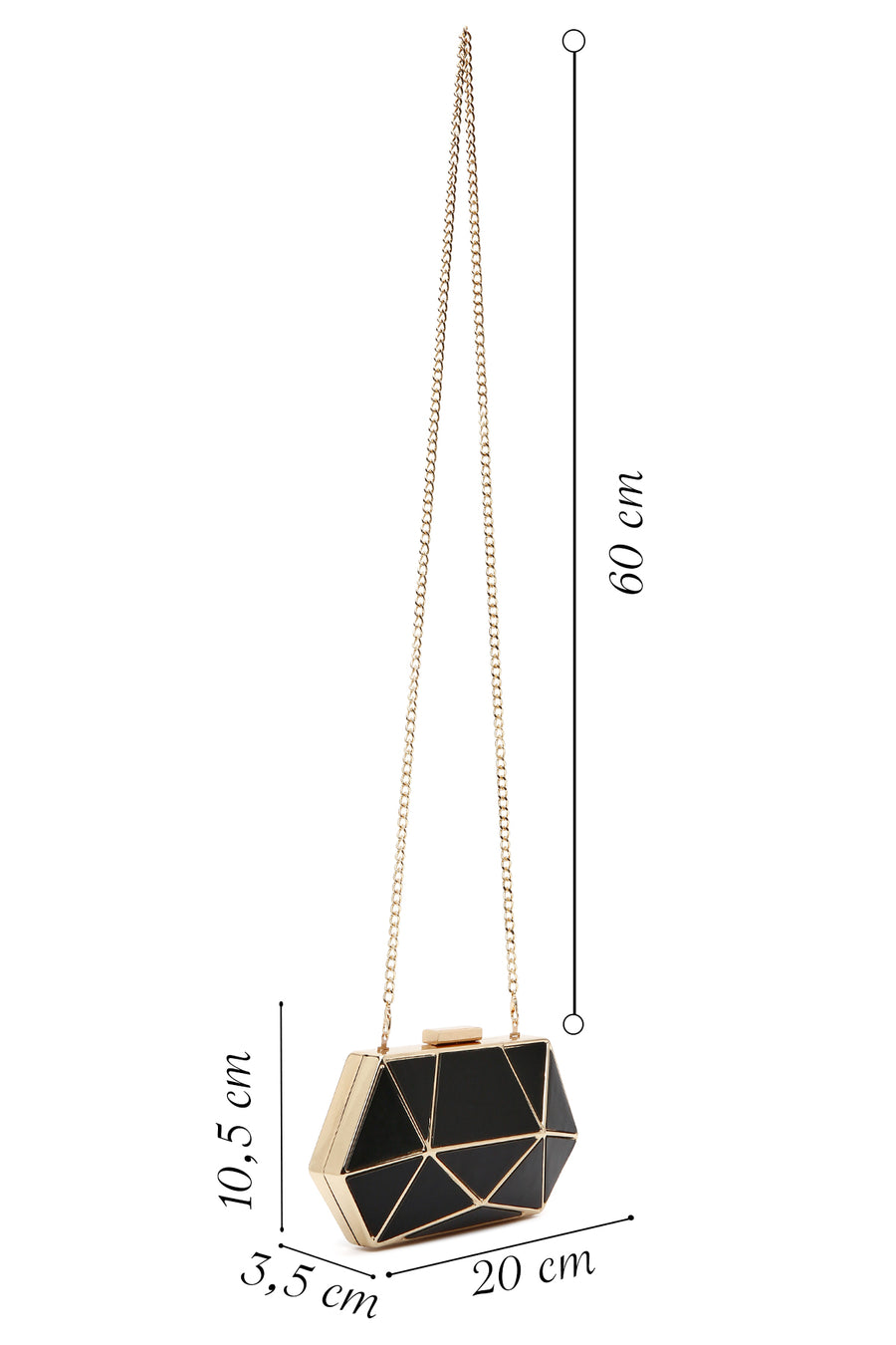 Women's Black Long Chain Strap Mini Box Evening Bag