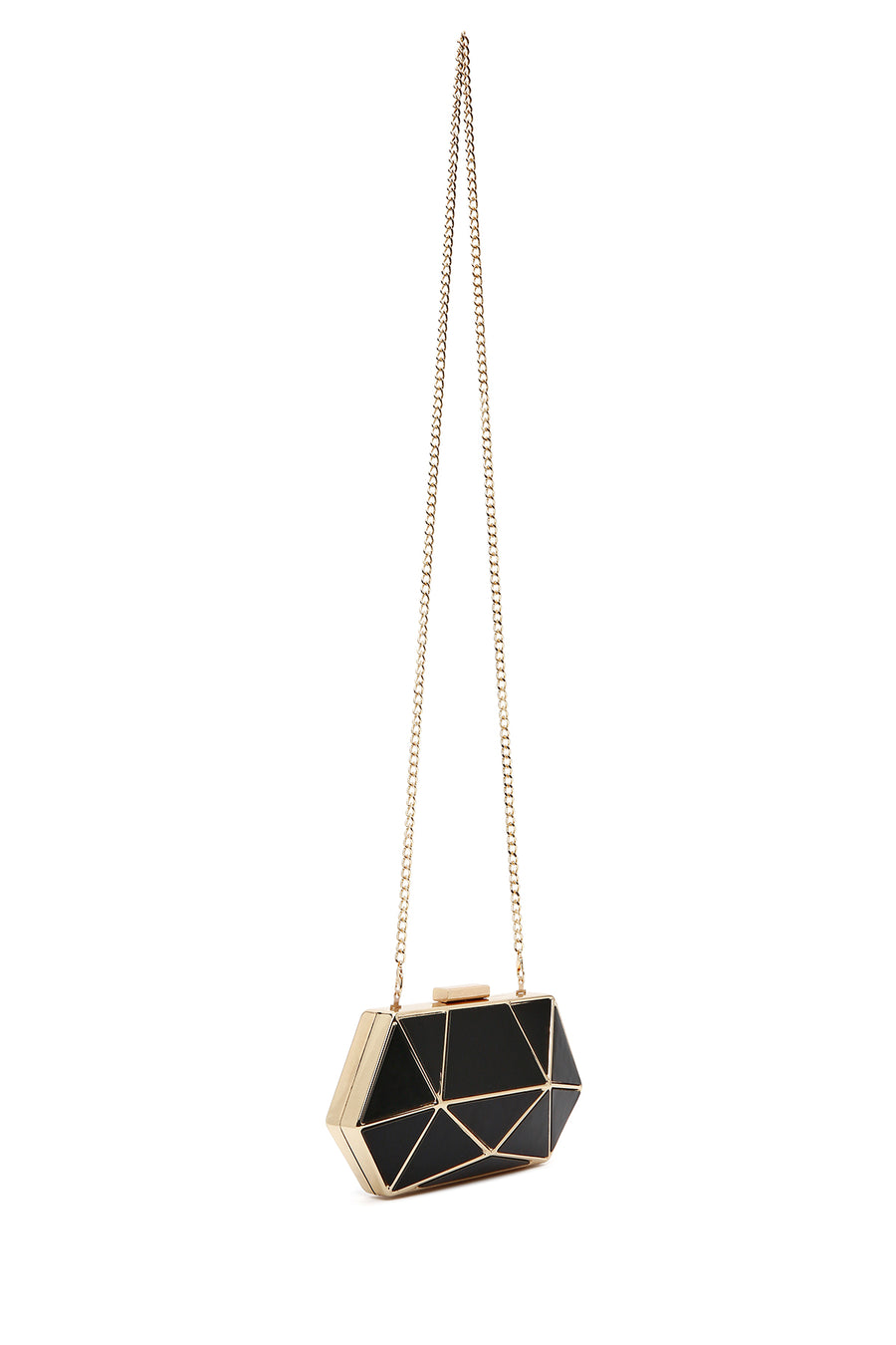 Women's Black Long Chain Strap Mini Box Evening Bag