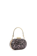 Women's Pink Leopard Pattern Long Strap Mini Clutch Evening Bag | Derimod