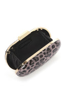 Women's Pink Leopard Pattern Long Strap Mini Clutch Evening Bag | Derimod