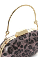 Women's Pink Leopard Pattern Long Strap Mini Clutch Evening Bag | Derimod