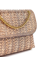 Kadın Bronz Uzun Askılı Taşlı Mini Portföy Abiye Çanta | Derimod