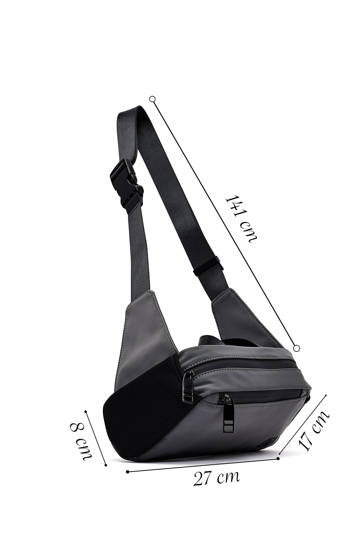 Erkek Gri Kumaş Mini Bel Çantası