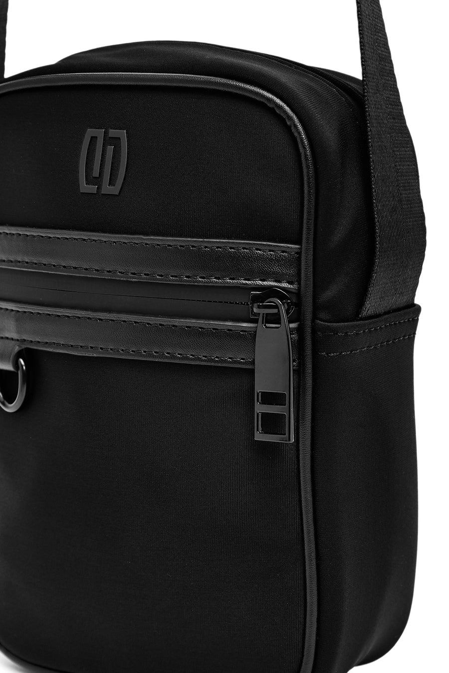 Men's Black Mini Fabric Messenger Bag