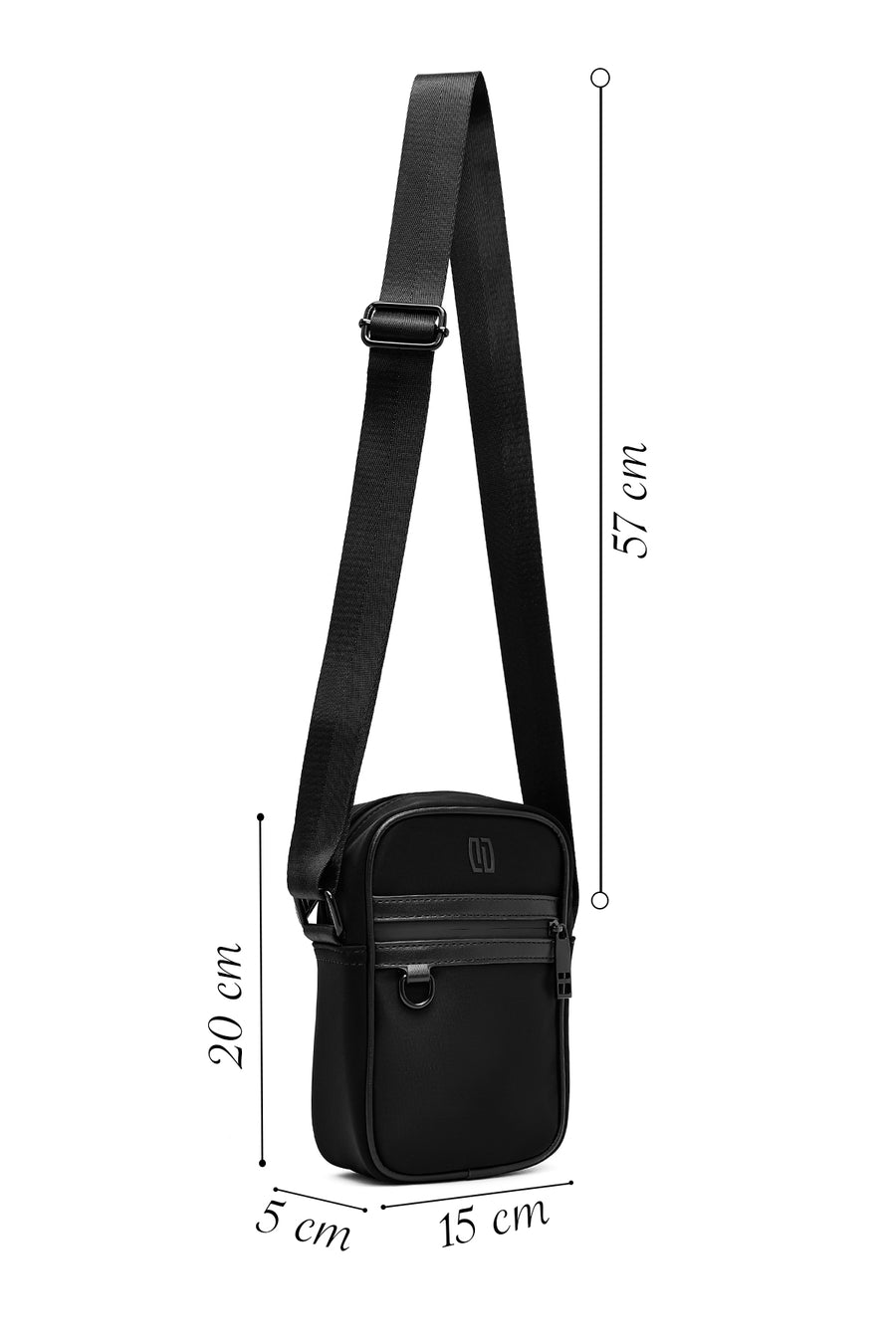 Men's Black Mini Fabric Messenger Bag