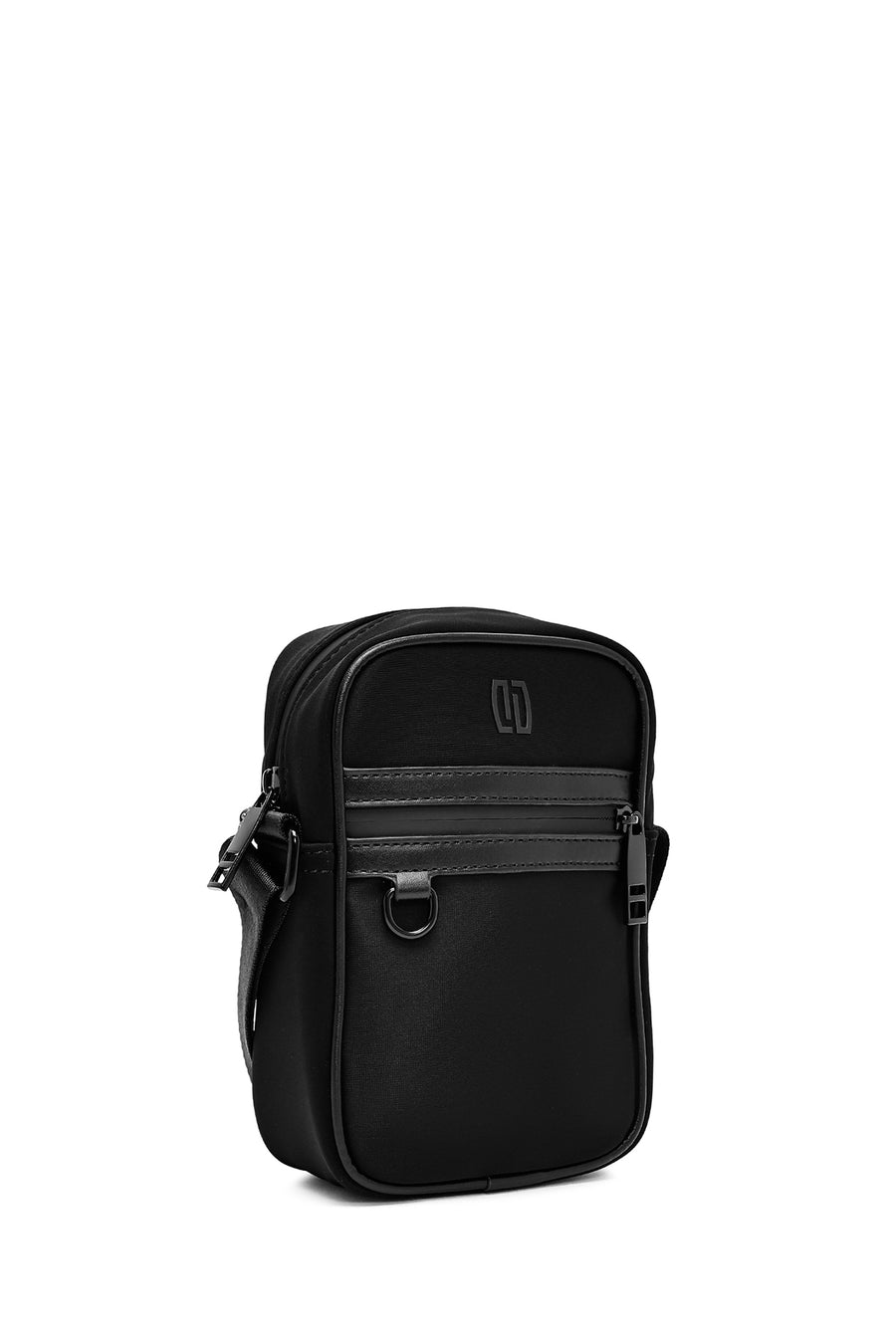 Men's Black Mini Fabric Messenger Bag