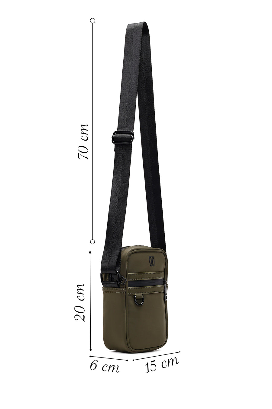 Men's Khaki Mini Fabric Messenger Bag