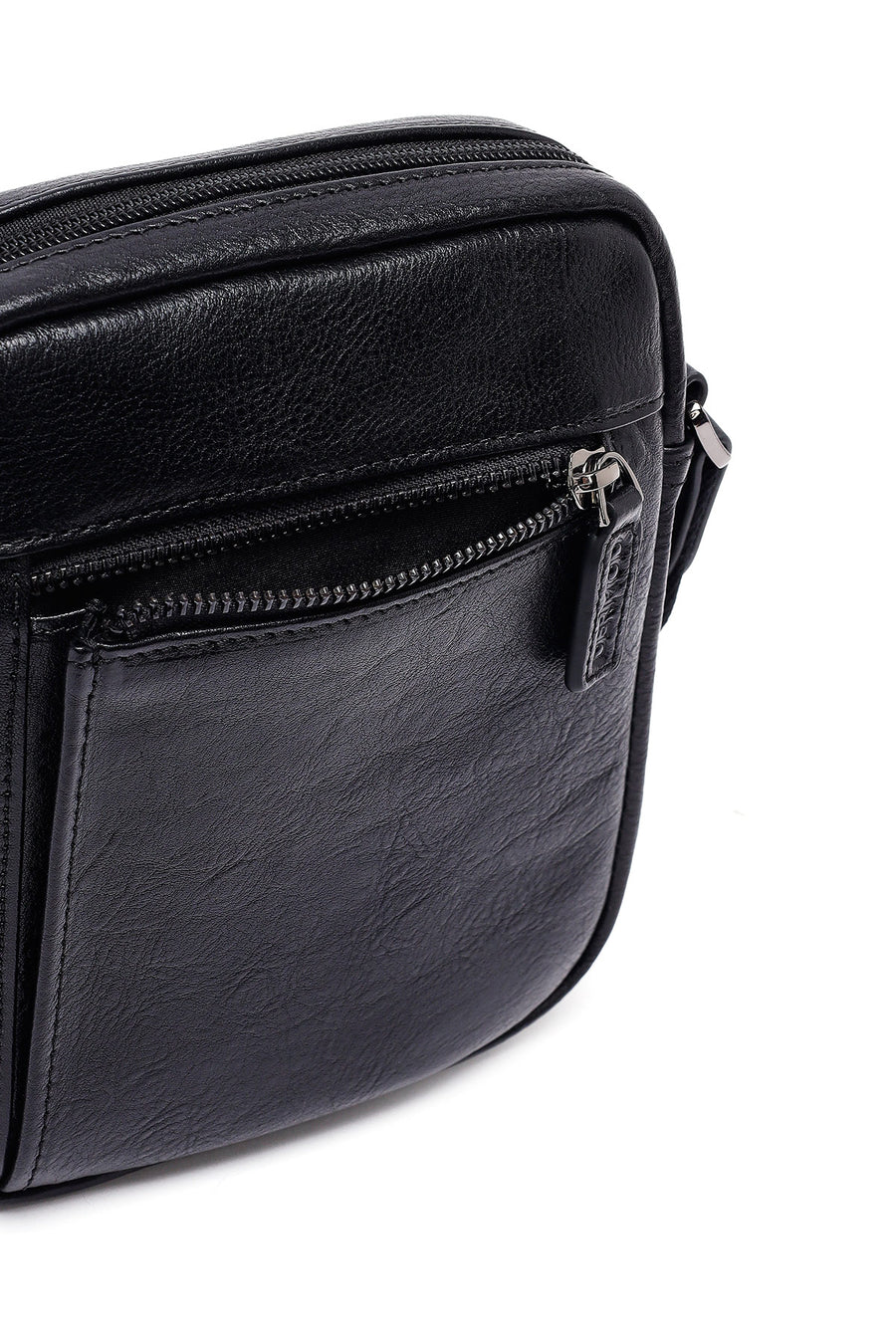 Men's Black Long Strap Leather Messenger Bag