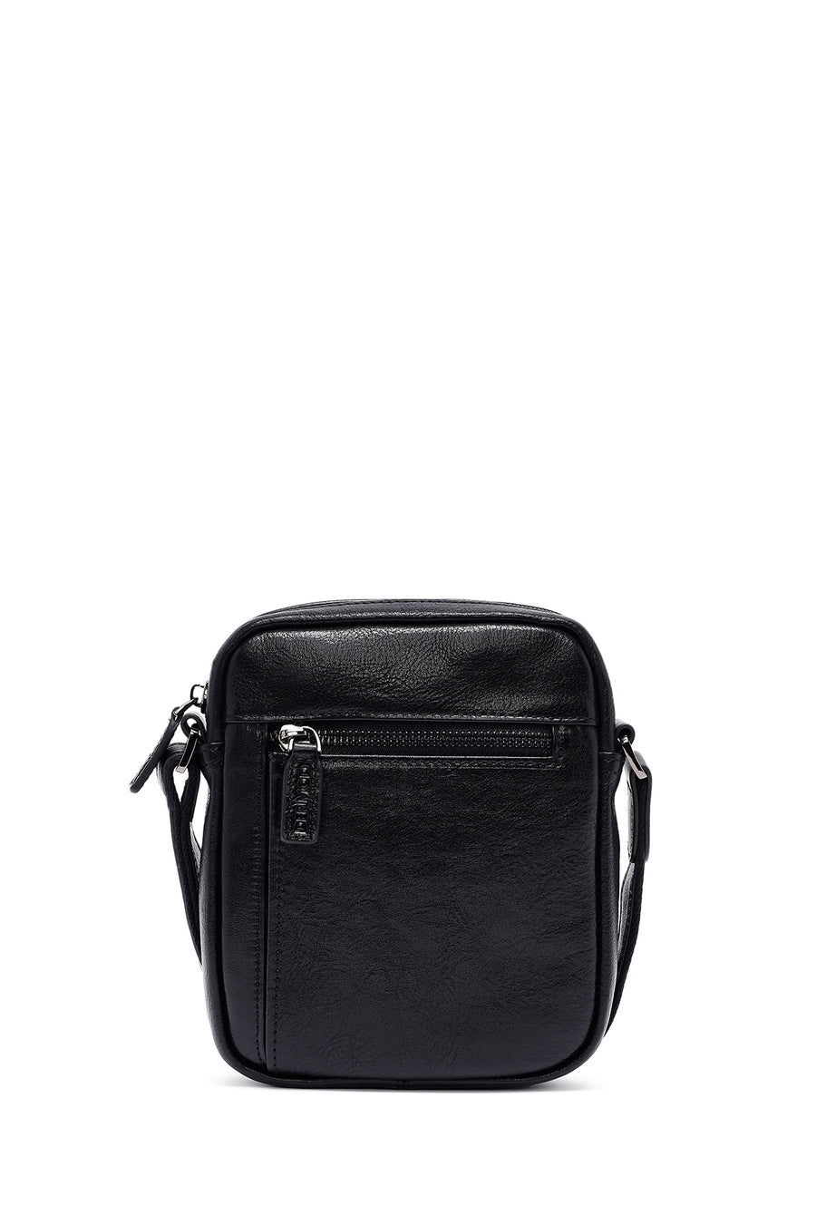 Men's Black Long Strap Leather Messenger Bag