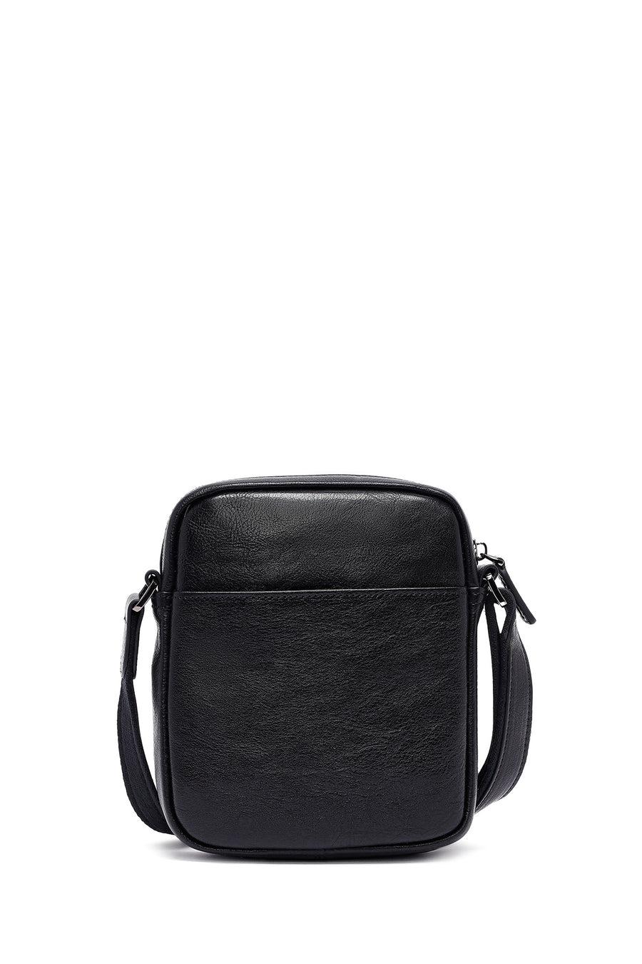 Men's Black Long Strap Leather Messenger Bag