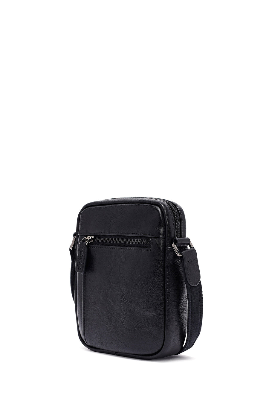 Men's Black Long Strap Leather Messenger Bag