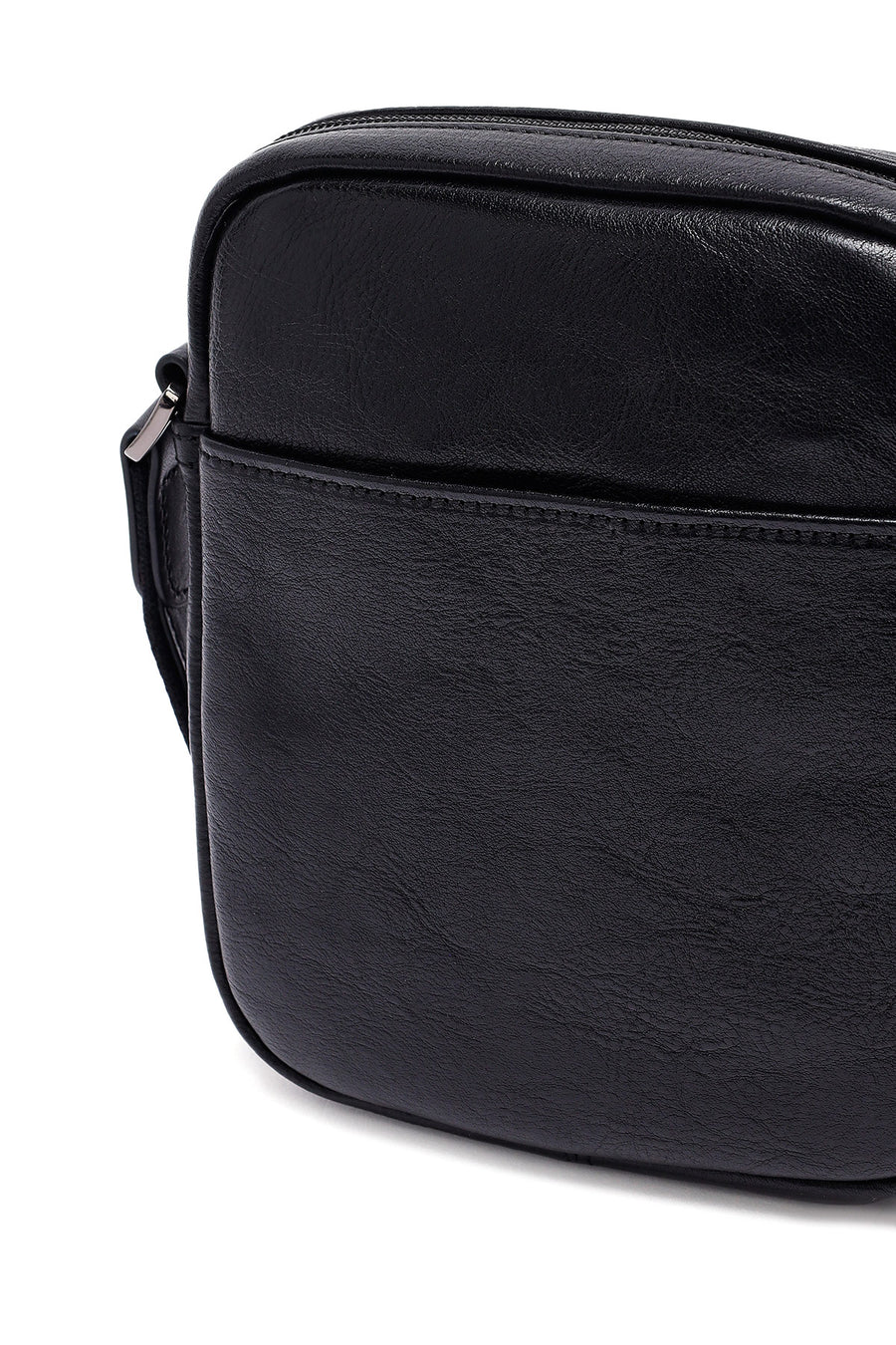 Men's Black Long Strap Leather Messenger Bag