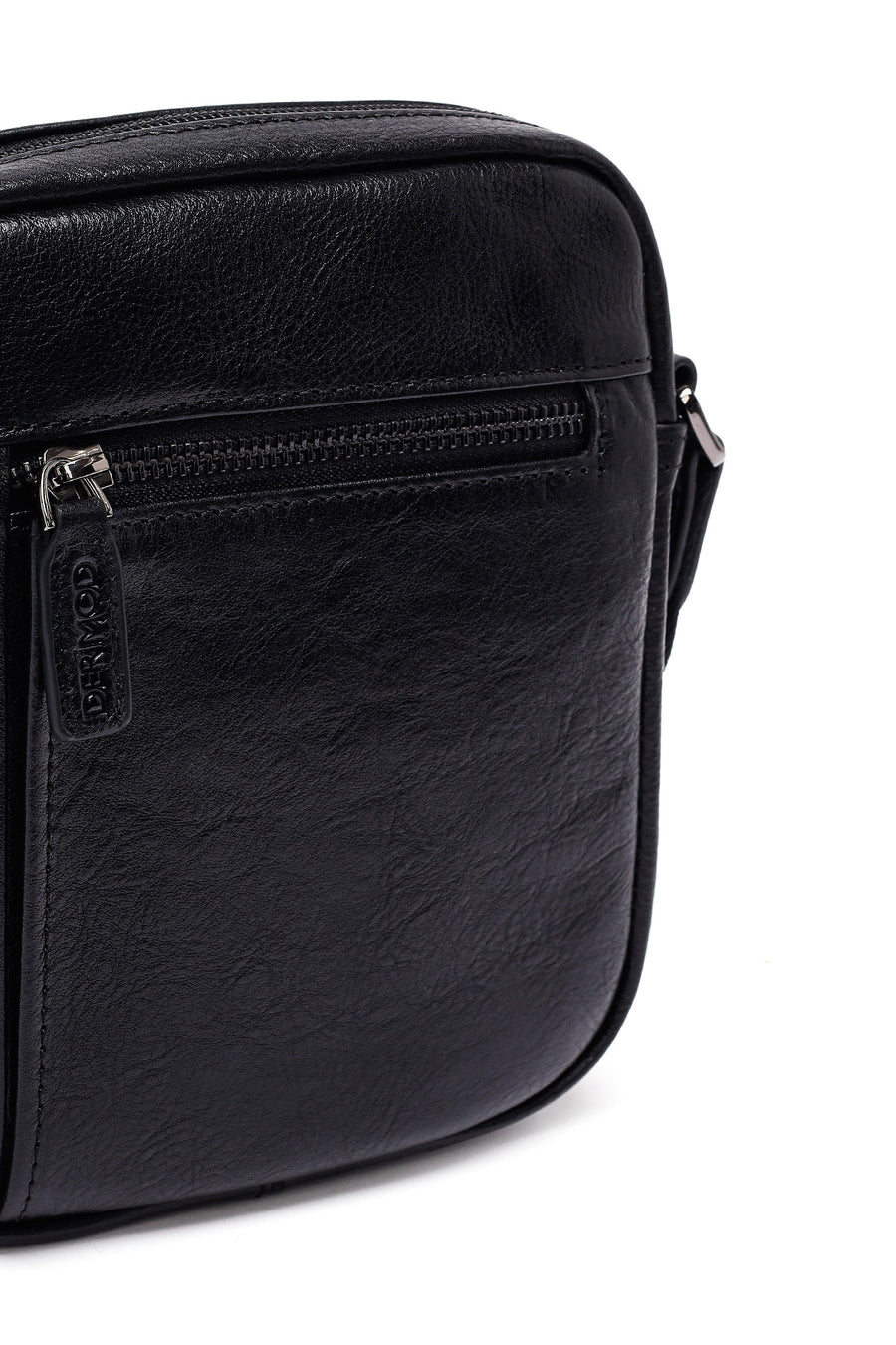 Men's Black Long Strap Leather Messenger Bag